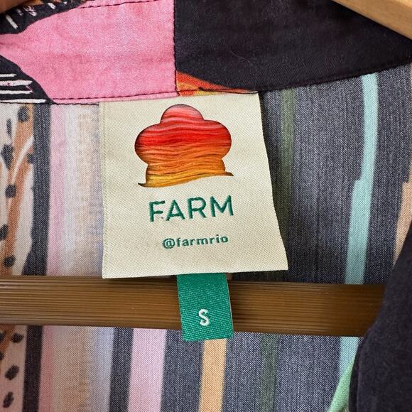 FARM RIO Scarf Mix Shirt Dress Multicolor Fruit Print 3/4 Sleeve Hippie - Picture 10 of 15